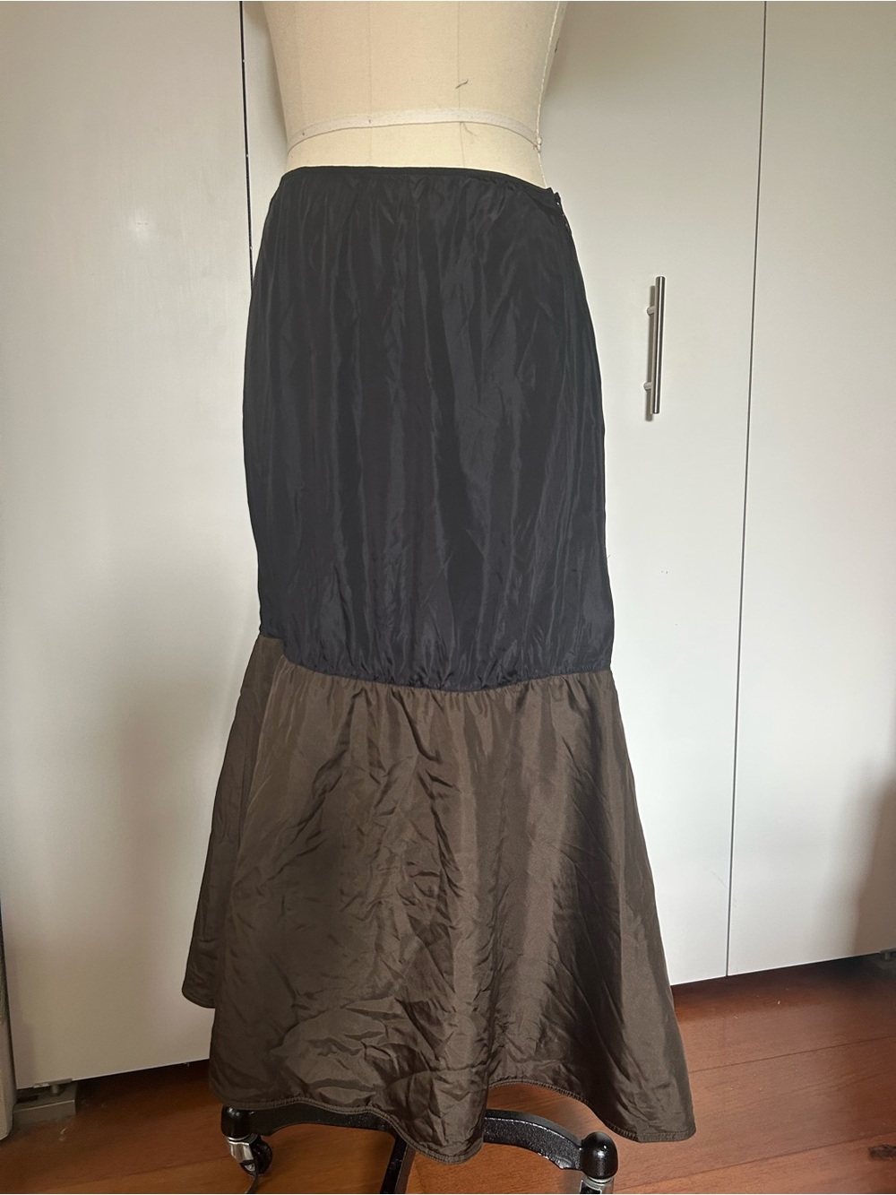 Marni Midi Two Tier Silk Dress black/brown